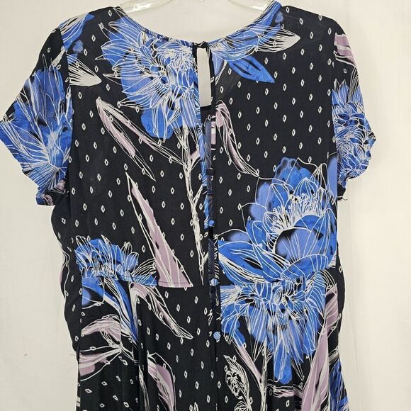 Free People First Kiss Maxi Dress Women's M/L Botanical Night Floral Blue Alter - Picture 9 of 11